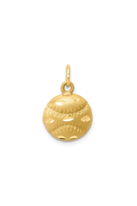 10k Yellow Gold Baseball Pendant Charm for Men and Women with Stitched Detail, Unisex Sports Necklace Symbolizing Team Spirit for Fans, Athletes, and Collectors