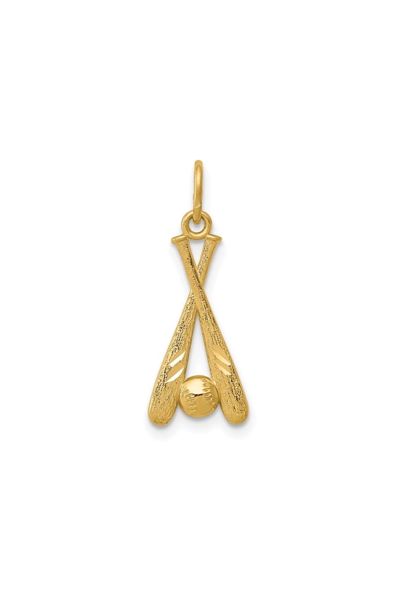 10k Yellow Gold Baseball Pendant Necklace with Crossed Bats and Ball for Men and Women, Unisex Sports Jewelry Symbolizing Teamwork Passion and Dedication