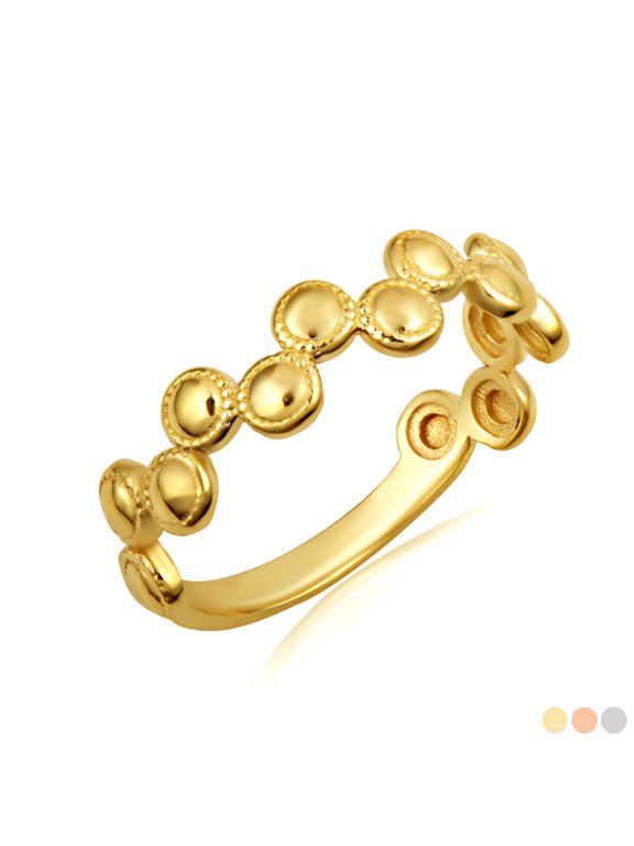 10k Yellow Gold Beaded Circle Bubble Band Ring (Size 4.5)