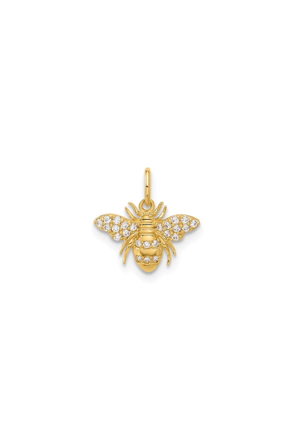 10k Yellow Gold Bee Pendant Charm with Cubic Zirconia for Women, Jewelry Stores Network