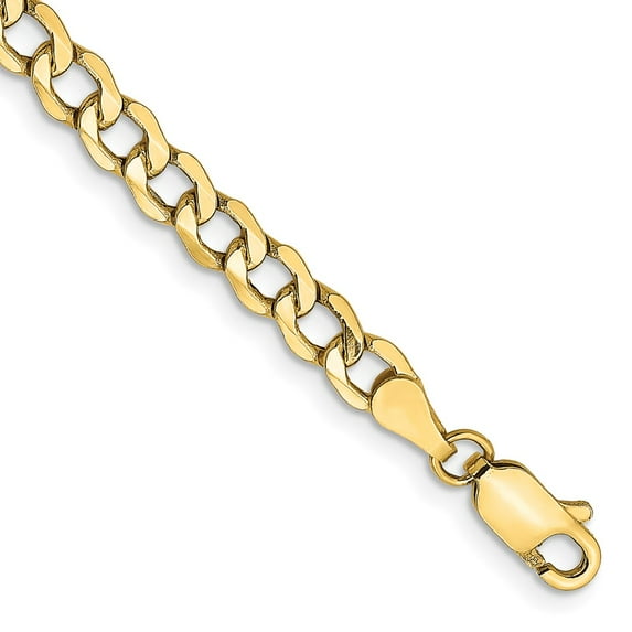10k Yellow Gold Bracelet Chain Styles Curb 4.3 mm 8 in Semi-Solid Link