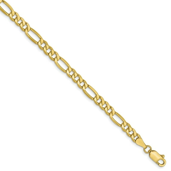 10k Yellow Gold Bracelet Chain Styles Figaro 4.75 mm 8 in Semi-Solid