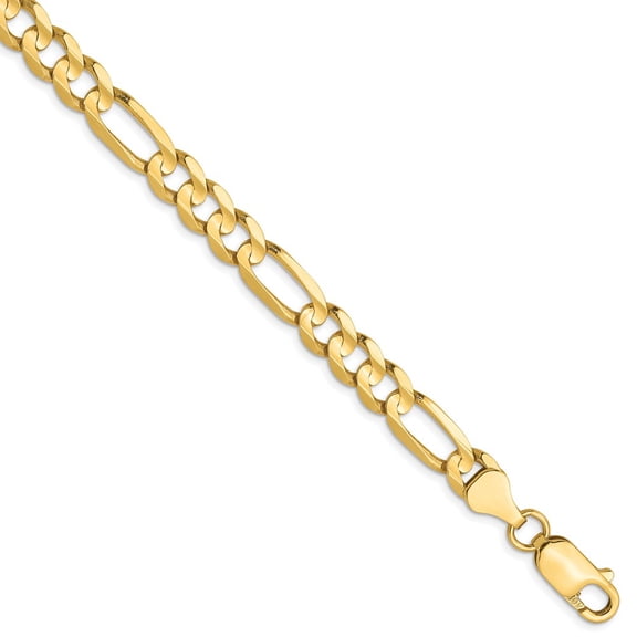 10k Yellow Gold Bracelet Chain Styles Figaro 6 mm 9 in Concave