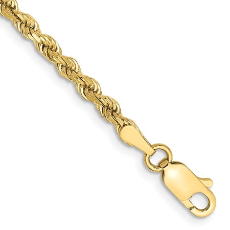 10k Yellow Gold Bracelet Chain Styles Rope 2.75 mm 7 in Diamond-cut