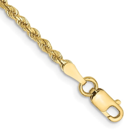 10k Yellow Gold Bracelet Chain Styles Rope 2 mm 7 in Diamond-cut