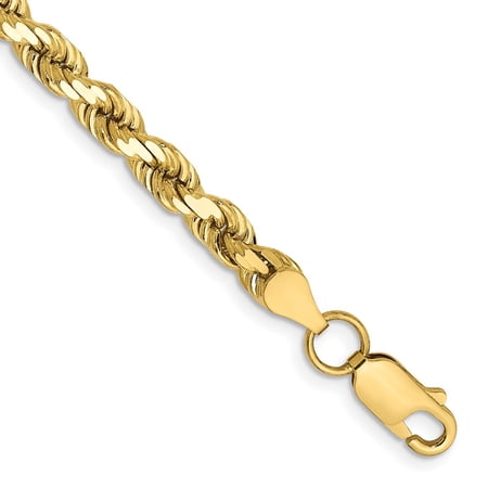 10k Yellow Gold Bracelet Chain Styles Rope 4.5 mm 8 in Diamond-Cut