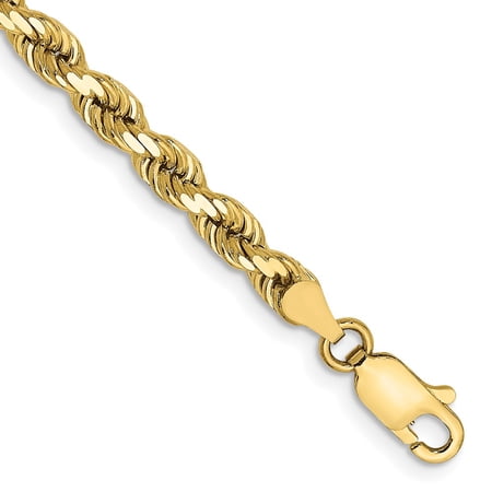 10k Yellow Gold Bracelet Chain Styles Rope 4 mm 7 in Diamond-cut
