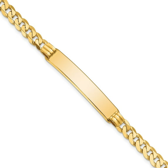 10k Yellow Gold Bracelet ID Curb 7.5 mm 8 in Flat Link