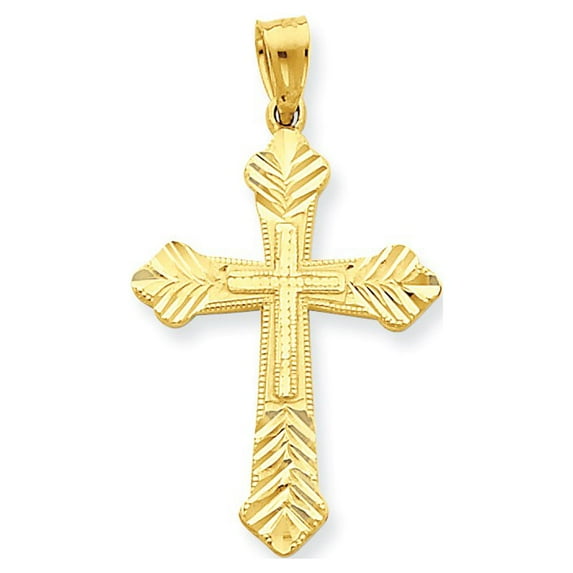 10k Yellow Gold Budded Cross Pendant