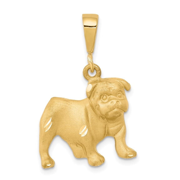 10k Yellow Gold Bulldog Pendant for Women or Unisex, Dog Memorial Necklace Symbolizing Loyalty and Strength, Animal Charm Jewelry, Solid Canine Design for Pet Lovers
