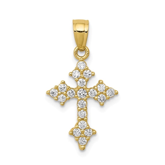 10k Yellow Gold CZ Passion Cross Pendant