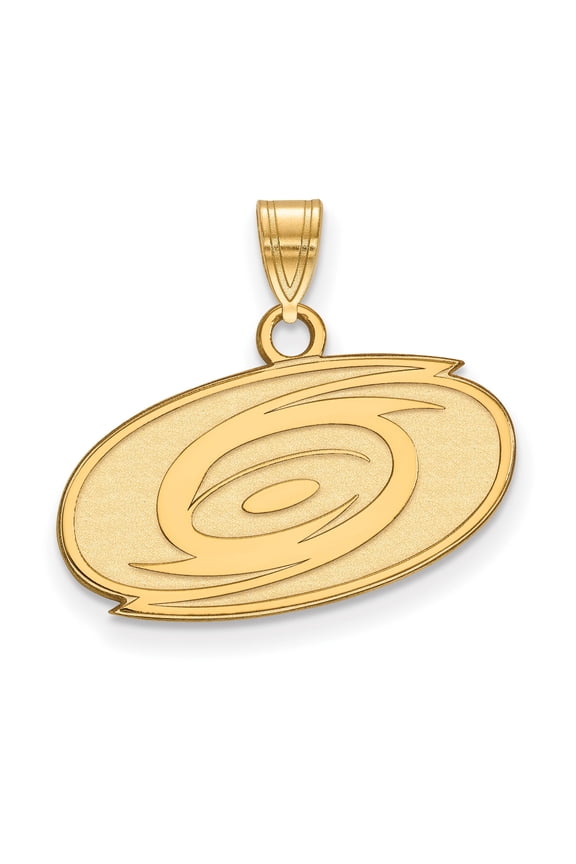 10k Yellow Gold Carolina Hurricanes Pendant Necklace with NHL Logo, Unisex Sports Jewelry for Men and Women, Hockey Fan Collectible, Team Emblem Accessory