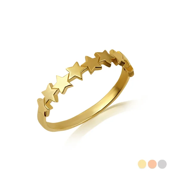 10k Yellow Gold Celestial Star Cluster Band Ring (Size 4)