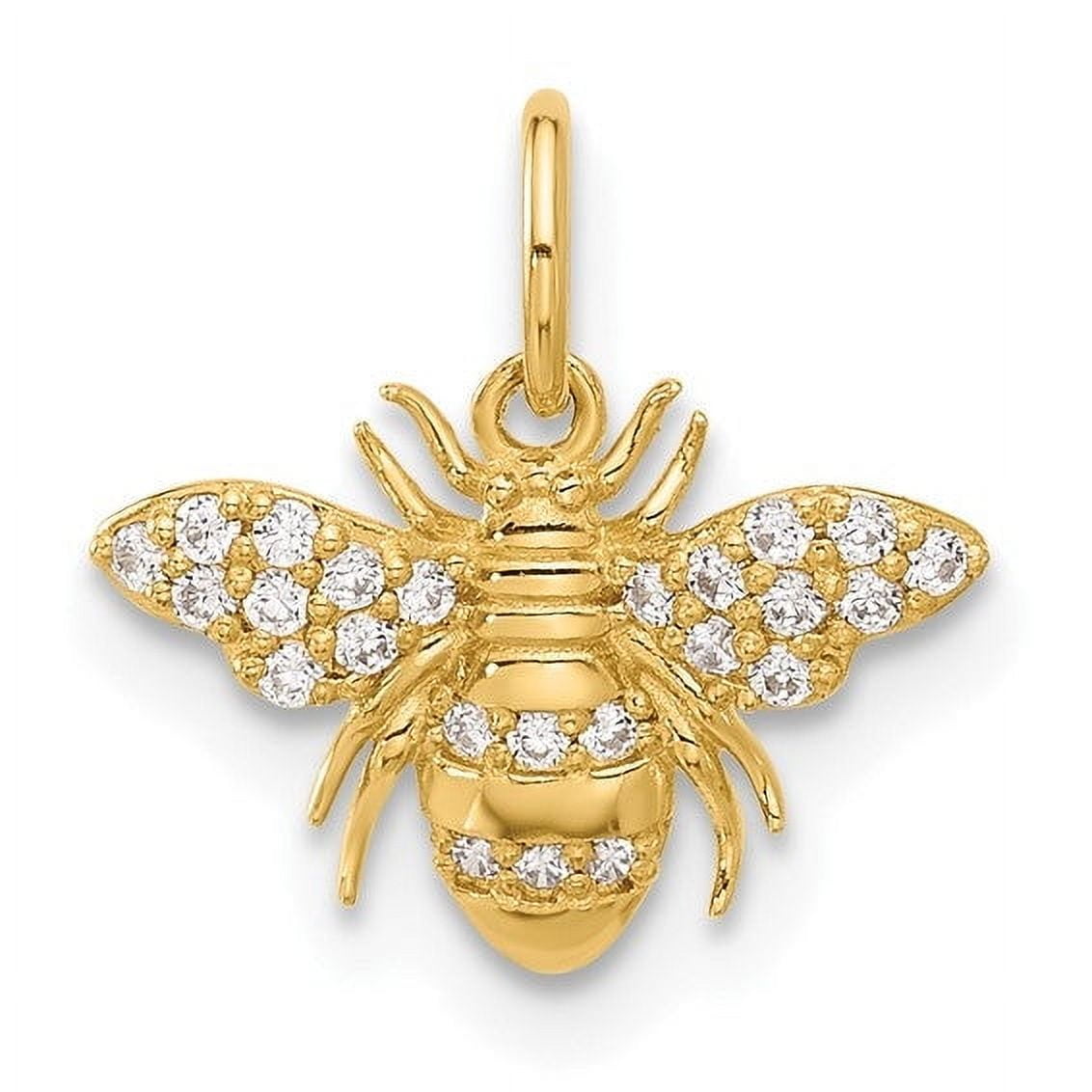 10k Yellow Gold Clear CZ Bee Charm Pendant 10k Yellow Gold Clear CZ Bee Charm Pendant