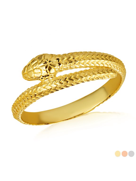 10k Yellow Gold Coiled Serpent Snake Textured Ring (Size 10)