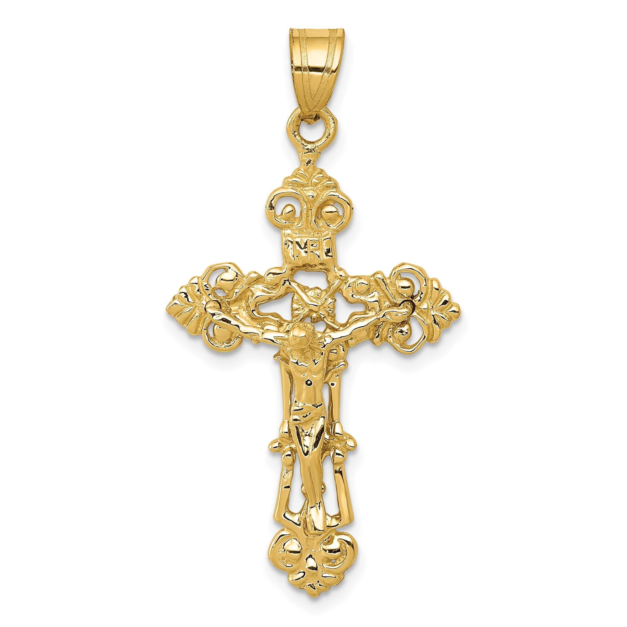 10k Yellow Gold Crucifix Cross Pendant Necklace for Men and Women with — free download