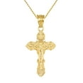 thumbnail image 1 of 10k Yellow Gold Crucifix Jesus Cross Floral Pendant, 1 of 4