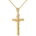 thumbnail image 1 of 10k Yellow Gold Crucifix Pendant Jesus Cross Necklace (1.44") MEDIUM (16 Inches), 1 of 5