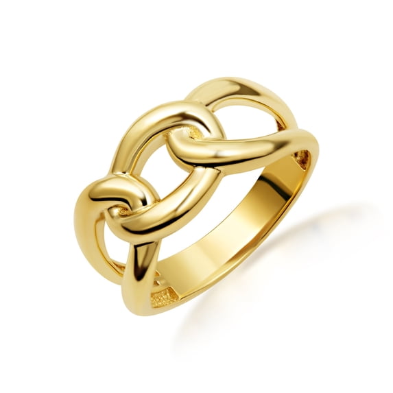 10k Yellow Gold Cuban Chain Link Band Ring (Size 4)