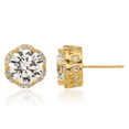 thumbnail image 1 of 10K Solid Yellow Gold Cubic Zirconia CZ Stud Earrings, 1 of 10