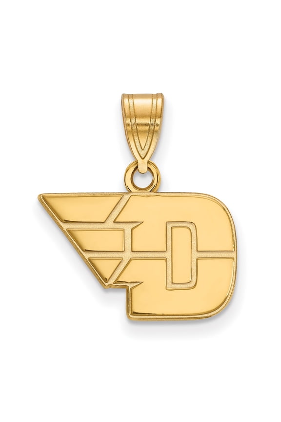 10k Yellow Gold Dayton Flyers Wing Logo Pendant for Men and Women, NCAA College Team Jewelry, University of Dayton Alumni Charm, Sports Necklace for Gameday Wear