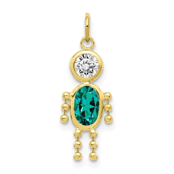 10k Yellow Gold December Boy Birthday Month Colored Stone Charm