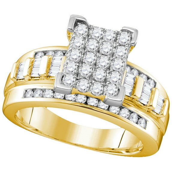 10k Yellow Gold Diamond Cindy's Dream Cluster Bridal Wedding Engagement Ring 2 Cttw - Size 7