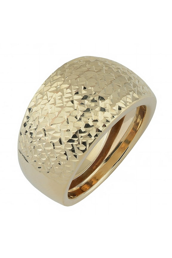 KoolJewelry 10k Yellow Gold Diamond-cut Bold Dome Ring