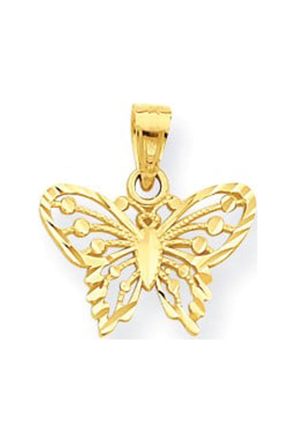 10k Yellow Gold Diamond-Cut Butterfly Charm