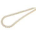 thumbnail image 1 of 10k Yellow Gold Diamond Cut Pave Flat Cuban Chain 6.5 mm Necklace 28Inch, 1 of 5