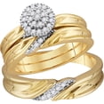 thumbnail image 1 of 10k Yellow Gold Diamond His & Hers Matching Trio Wedding Engagement Bridal Ring Set 1/4 Ctw, 1 of 1