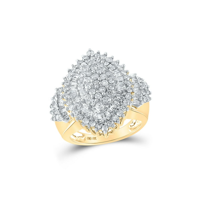 10k Yellow Gold Diamond Oval Cluster Ring 2 Cttw Walmart