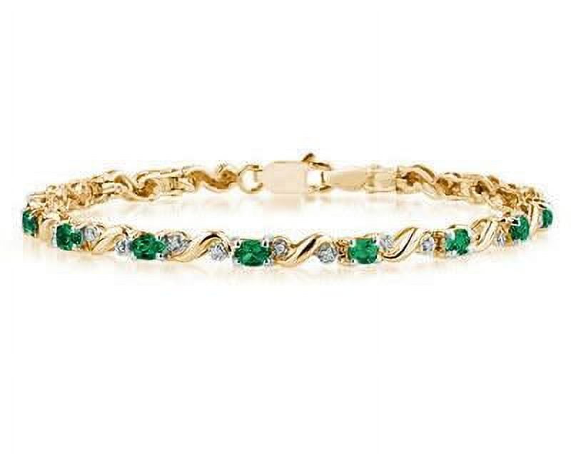 Emerald and Diamond Snake Bracelet in 14K Yellow Gold
