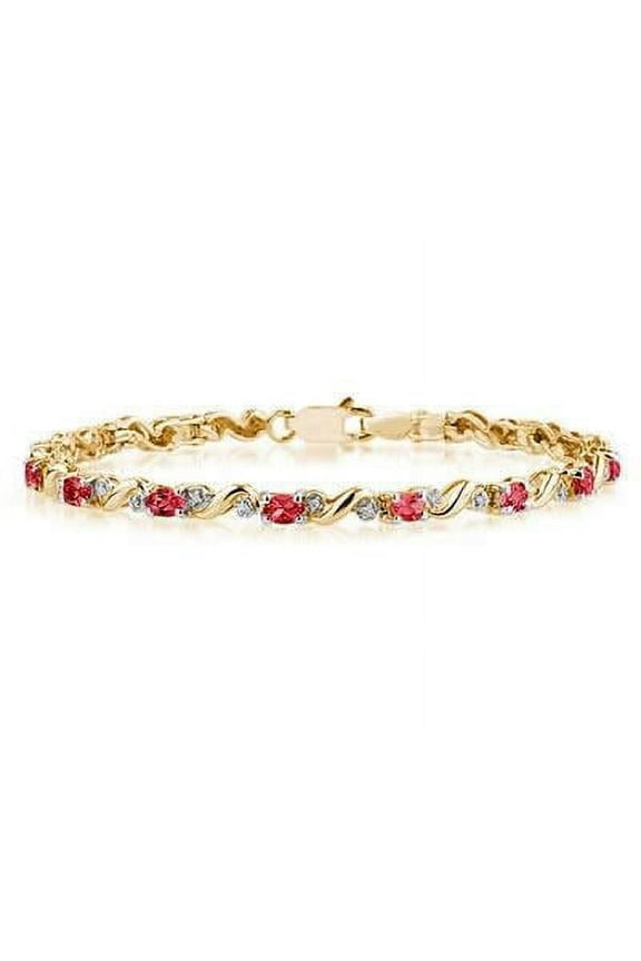 10k Yellow Gold Diamond and Ruby Bracelet