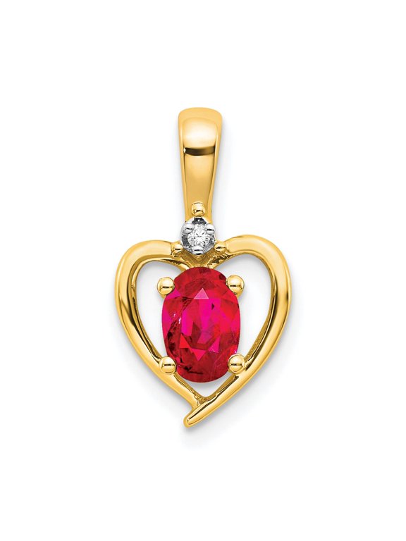 10k Yellow Gold Diamond and Ruby Pendant Charm