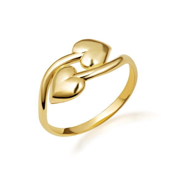 10k Yellow Gold Double Heart Love Band Ring (Size 4)