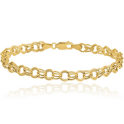 ICE CARATS 10K Solid Yellow Gold Double Link Chain Charm Bracelet