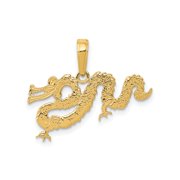 10k Yellow Gold Dragon Pendant with Serpentine Design, Unisex Asian Mythology Necklace for Strength, Power, and Fortune, Spiritual Symbolic Jewelry for Men and Women