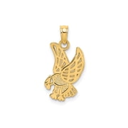 10k Yellow Gold Eagle Pendant for Men and Women with Open-Wing Design, Etched Detailing, Unisex Patriotic Symbol of Freedom Strength and Courage for Chains and Necklaces