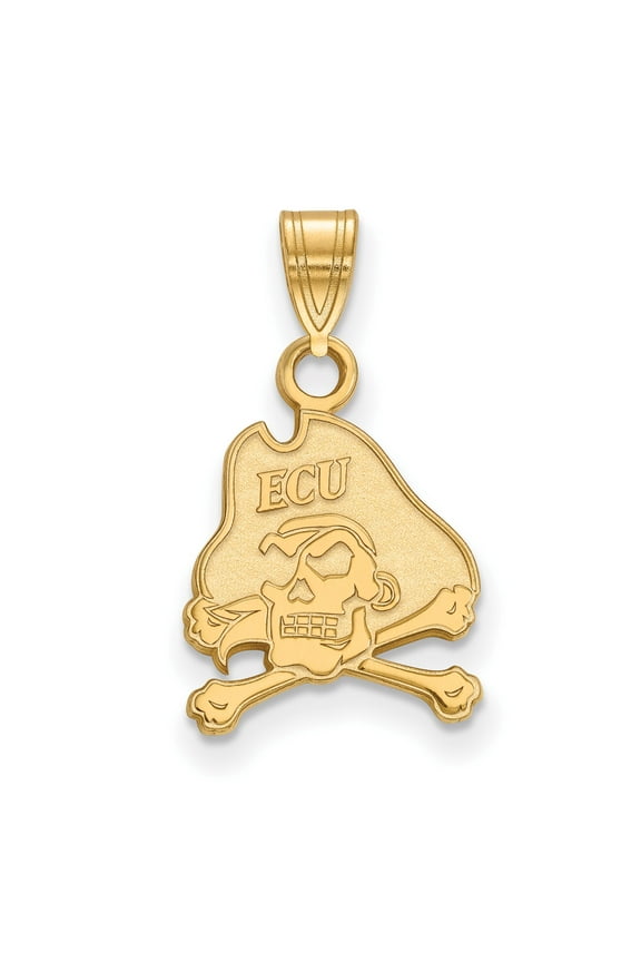 10k Yellow Gold East Carolina University Pendant with Pirate Skull Logo, NCAA Unisex Charm for Fans and Alumni, ECU Team Spirit Collegiate Jewelry