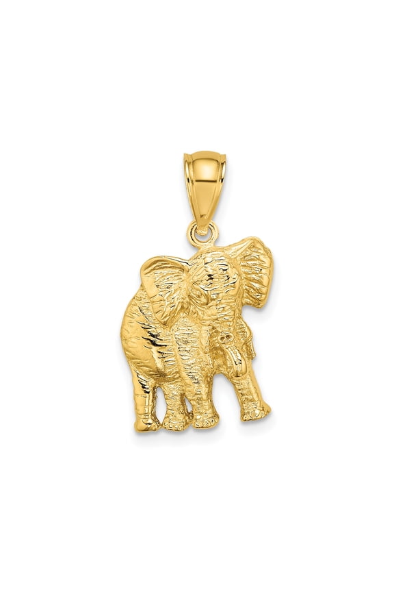 10k Yellow Gold Elephant Pendant Necklace for Women or Unisex, Animal Totem Symbol of Strength Wisdom and Good Luck, African Spiritual Charm Jewelry