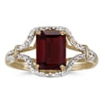 thumbnail image 1 of 10k Yellow Gold Emerald-cut Garnet And Diamond Ring, 1 of 2