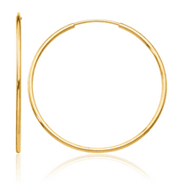 10K Solid Yellow Gold Endless Tube Round Medium Hoop Earrings