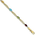 thumbnail image 1 of 10k Yellow Gold Fancy Diamond and Gemstone Rainbow Bracelet - 7", 1 of 5