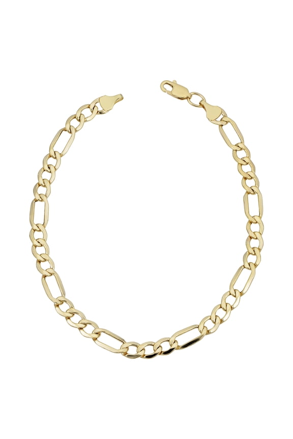 10k Yellow Gold Figaro Link Bracelet (5.4 mm, 8.5 inch)