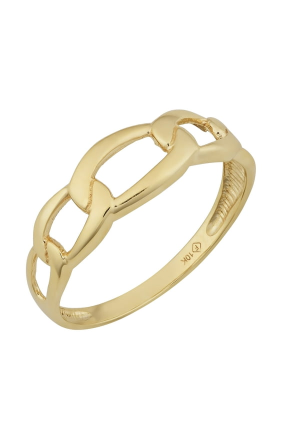 KoolJewelry 10k Yellow Gold Figaro Ring
