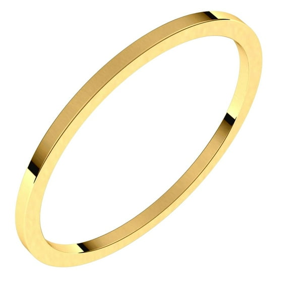 10k Yellow Gold Flat 1mm Flat Band Size 8 Ring for Women and Men - .9 Grams