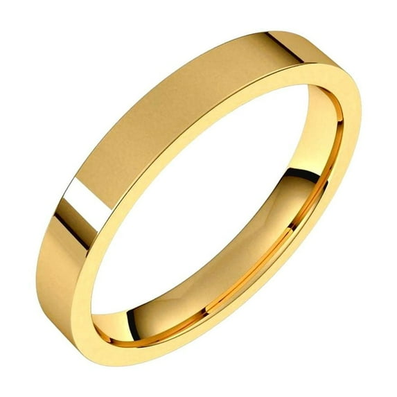 10k Yellow Gold Flat 3mm Comfort-fit Lightweight Flat Comfort-Fit Light Band Size 8 Ring for Women and Men