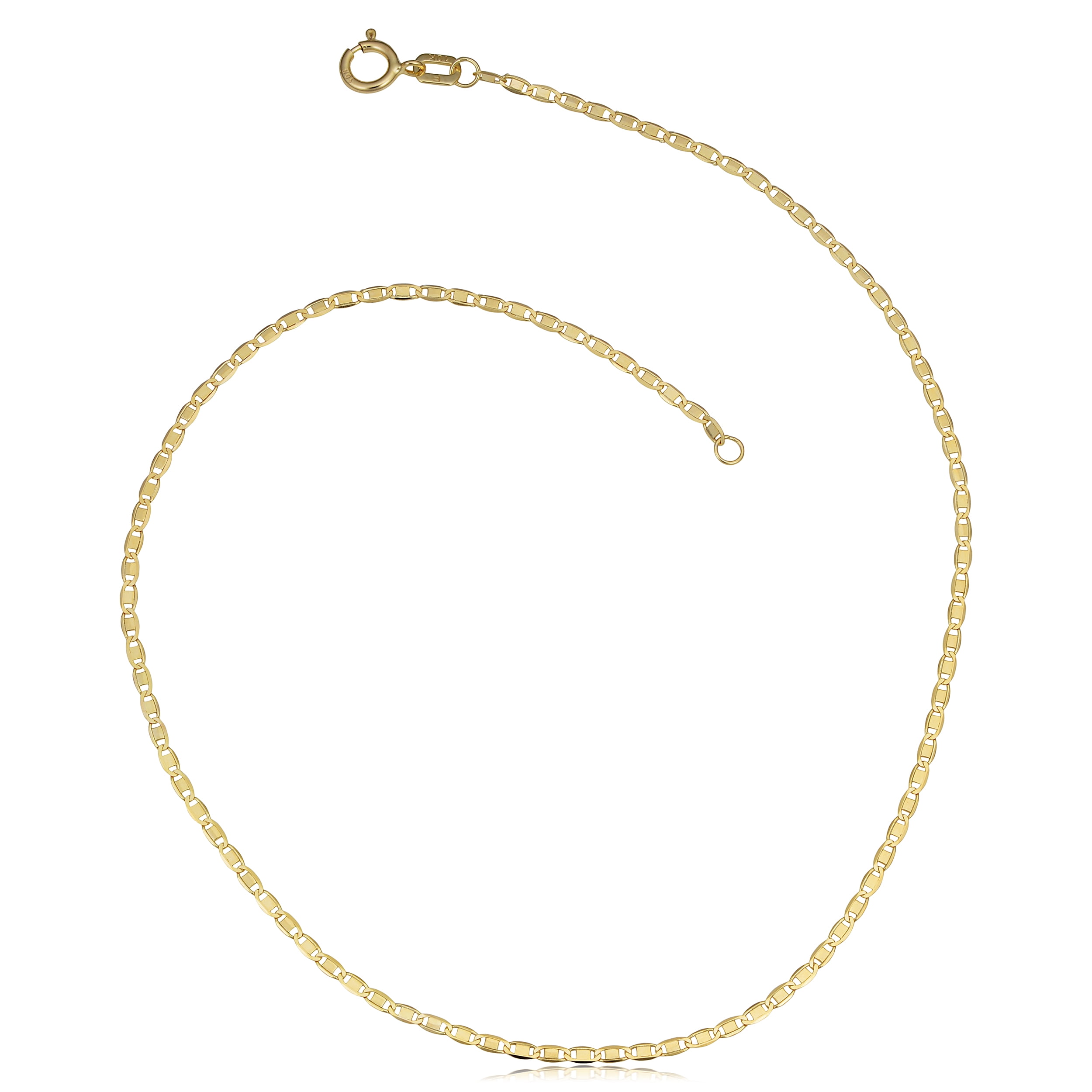 KoolJewelry 10k Yellow Gold Flat Oval Link Anklet (1.2 mm, 10 inch)