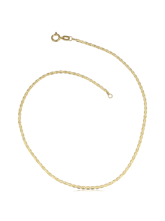 KoolJewelry 10k Yellow Gold Flat Oval Link Anklet (1.2 mm, 10 inch)